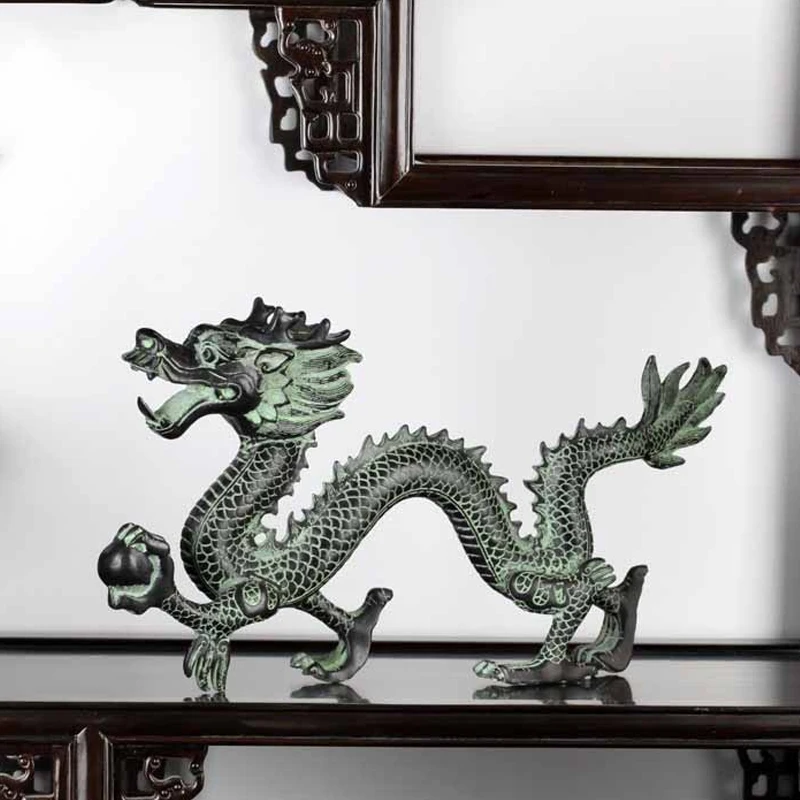Feng Shui bronze dragon catching beads ornaments lucky home crafts decorative art | Figurines &amp Miniatures