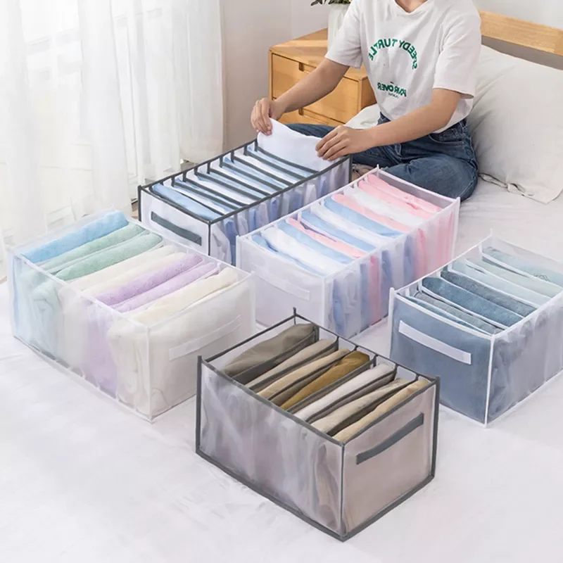 

IVYSHION Underwear Storage Box Closet Wardrobe Clothes Compartment Boxes Drawer Jeans Socks Separation Organizer Pants Storage