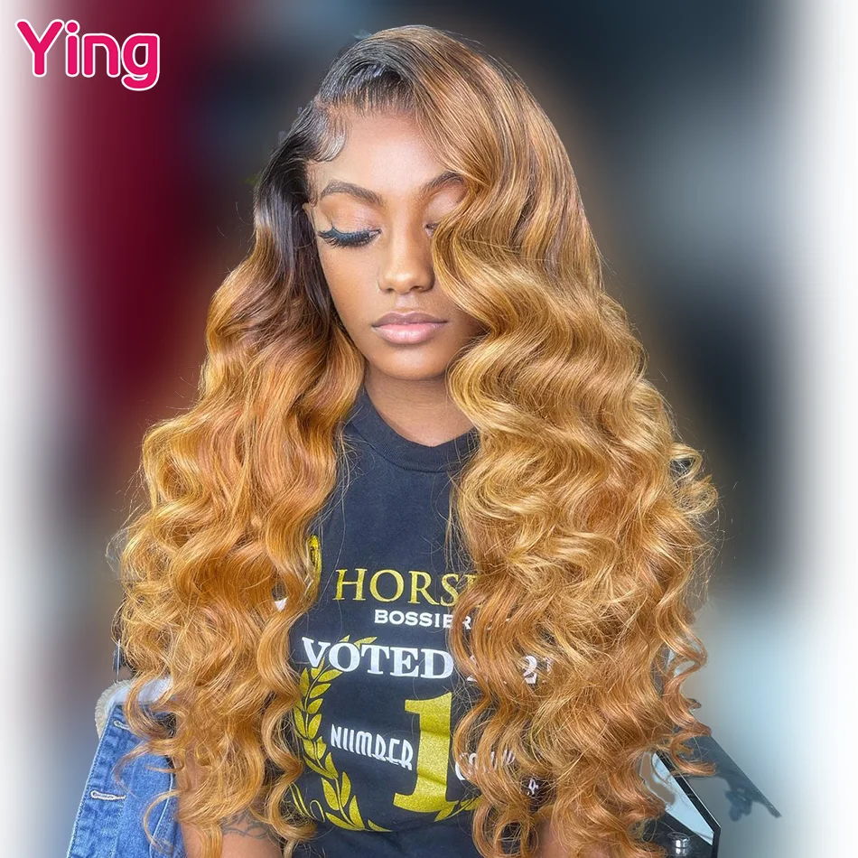 Ying 180%1B Honey Blonde Lace Front Wig 13x6 Loose Wave Lace Front Wig Pre Plucked Curly 13x4 Lace Human Hair Wigs For Women