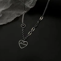 new black heart letter pendant necklace for women ins vintage design thick chain link charm necklace party jewelry wholesale