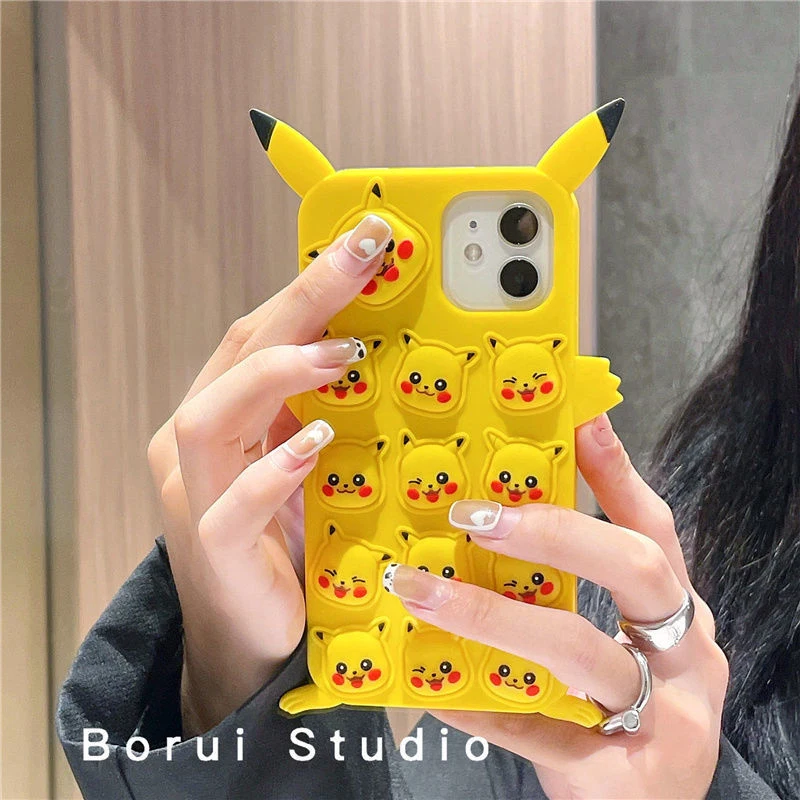 

Pokemon Pikachu Decompression 3D Soft Silicone Phone Cases For iPhone 13 12 11 Pro Max Mini XR XS MAX 8 X 7 SE 2020 Back Cover