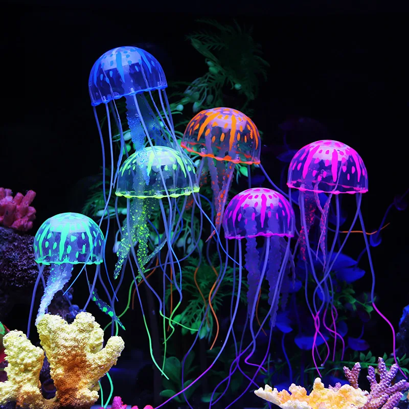 Colorful Artificial Glowing Effect Jellyfish Fish Tank Aquarium Decor Mini Submarine Ornament Decoration Aquatic Pet Supplies