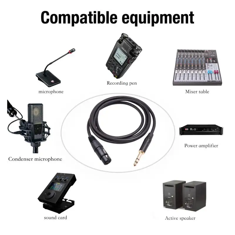 

1/4TRS 6.35mm Metric XLR 3-pin Female Microphone Audio Cable Suitable For Mixers/sound Cards/microphones