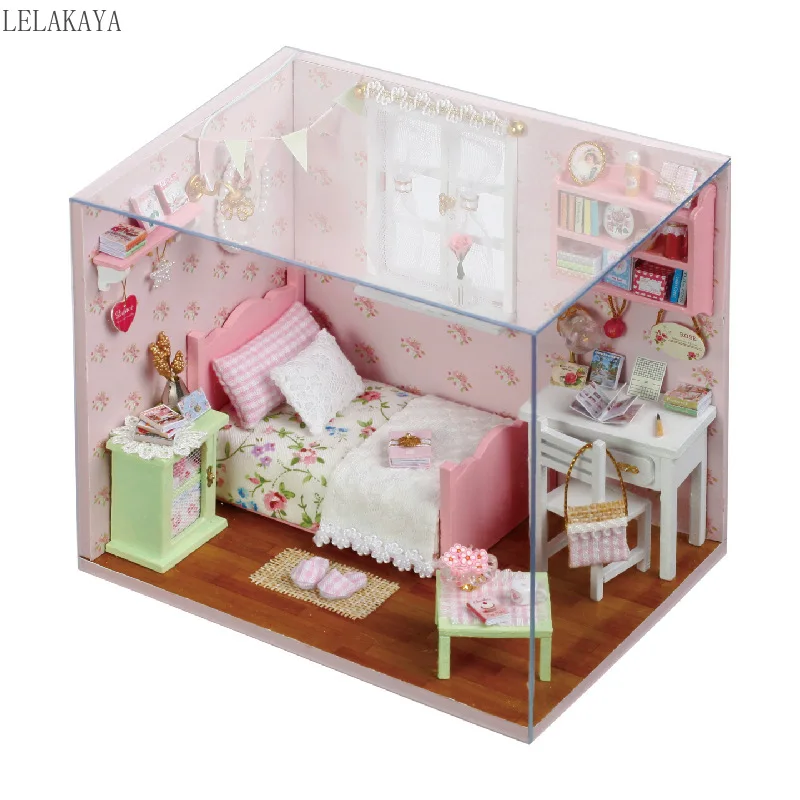 

3002 Doll House Miniature Furniture Assemble Kits Toy 3D DIY Wooden Handmade Dollhouse Sunshine Angle Home&Store Decoration Doll