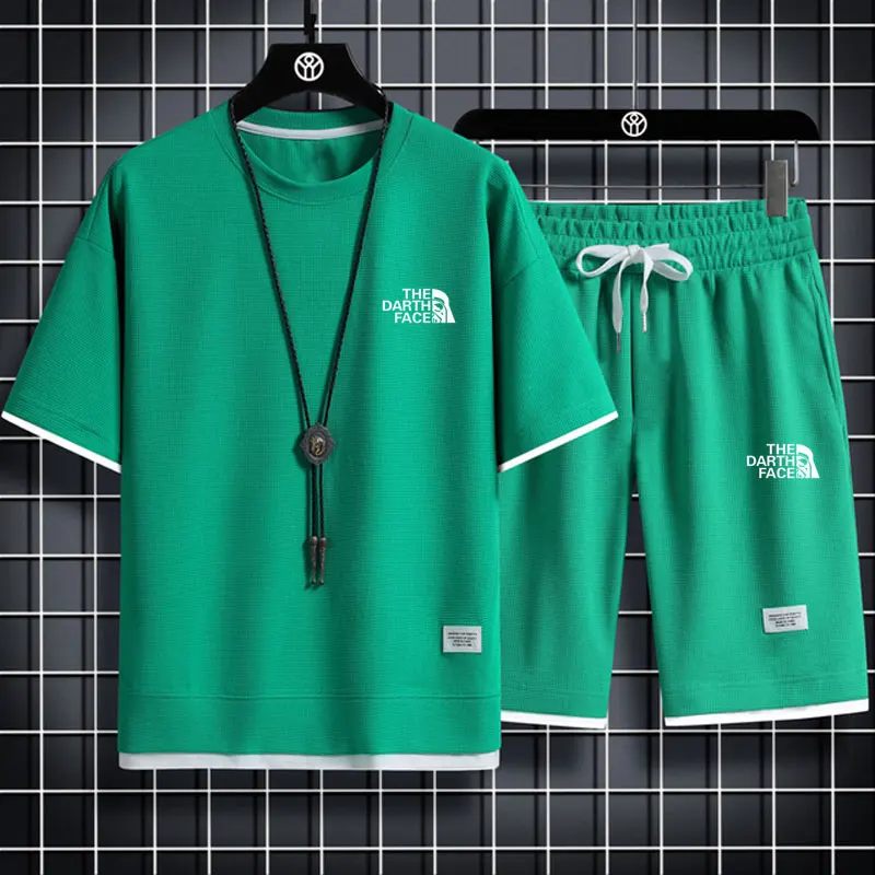 2023 Sports Brand Men's T-shirt Set Fashion Sportswear Men's Loose Clothing T-shirt Shorts Set Casual