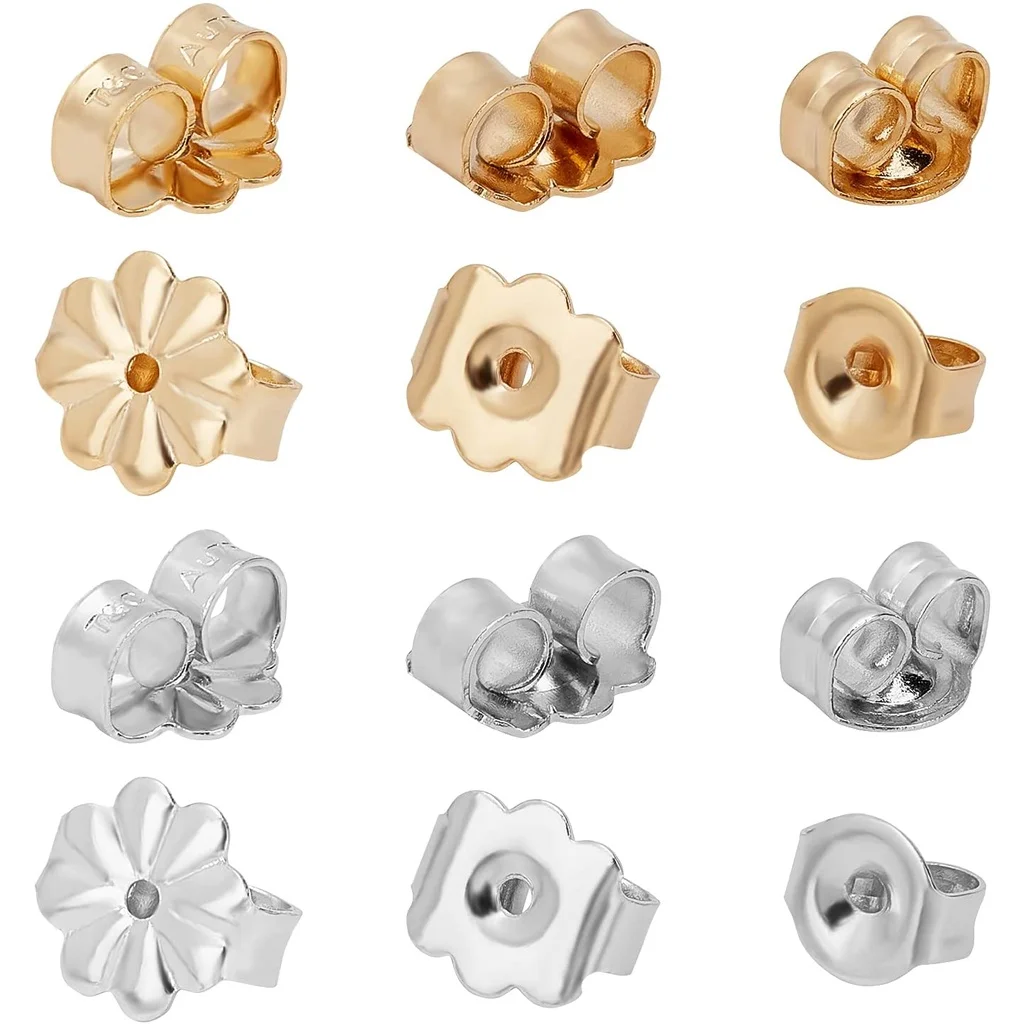 

About 120pcs 3 Sizes Ear Nuts About 0.8-1mm Hole Stainless Steel Earrings Back Ear Locking Earring Stoppers for Earrings
