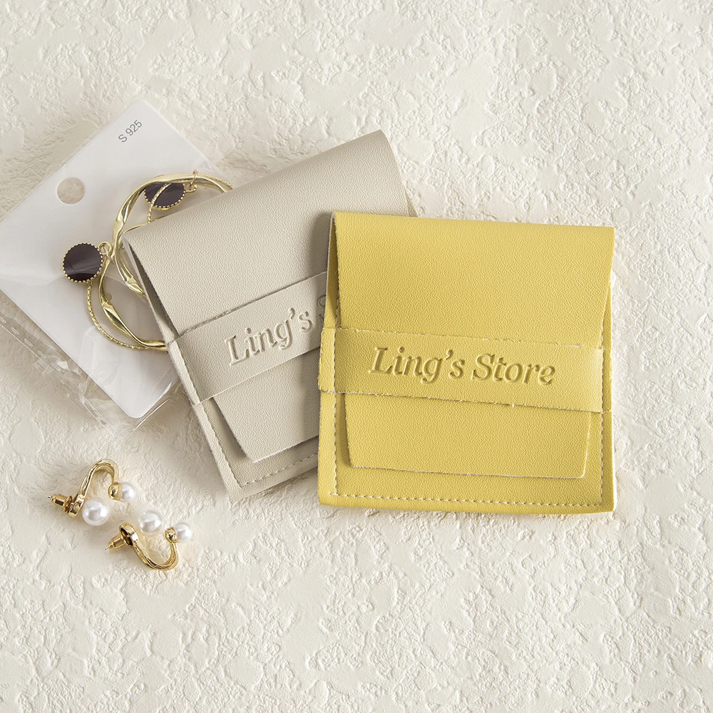 Пользовательский логотип 8x8 см сумка для ювелирных изделий из искусственной кожи