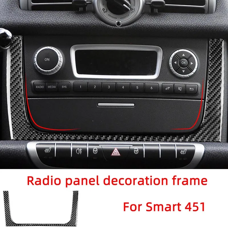 

Украшение для CD-панели из углеродного волокна, рамка, автомобильные наклейки для Mercedes Smart 451, для двух внутренних аксессуаров