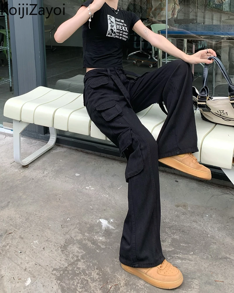 Женские повседневные свободные брюки-карго Koijizayoi длинные штаны с множеством