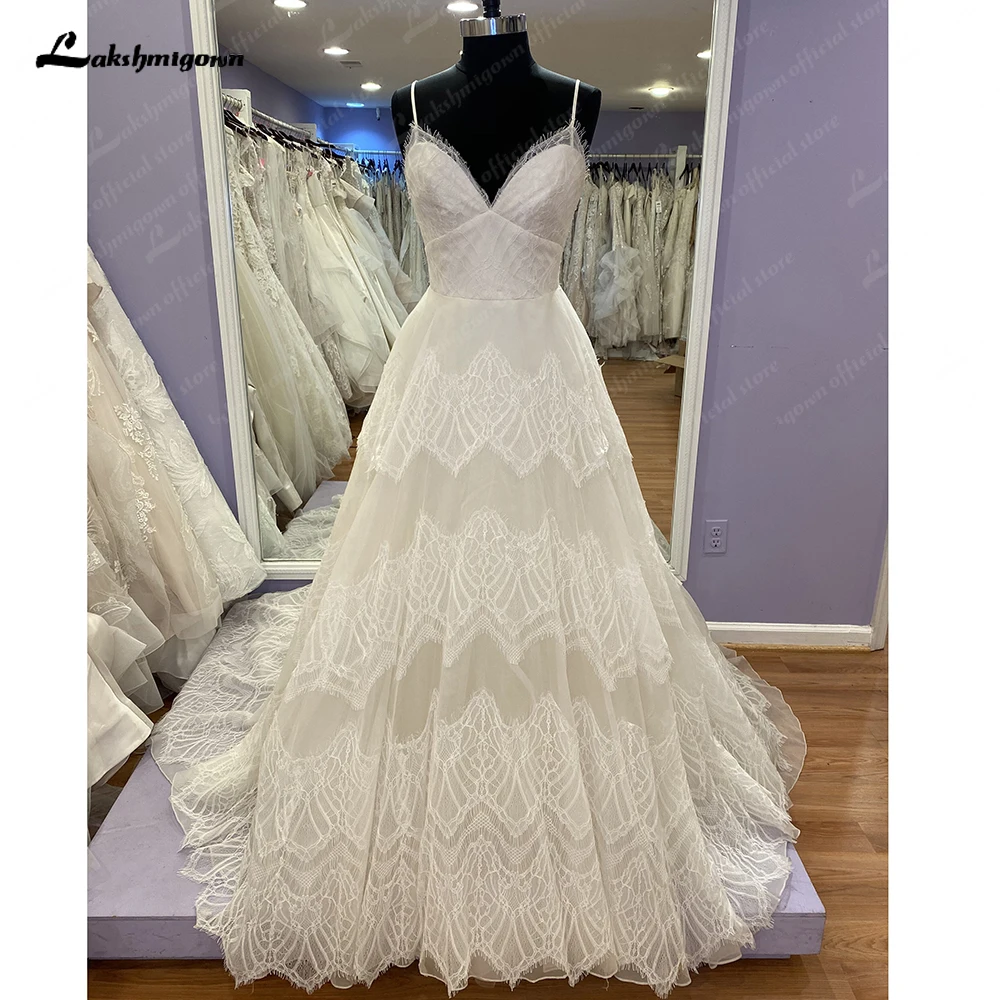 

Lakshmigown гражданское свадебное платье 2023 Многоярусное кружевное викторианское деревенское платье с открытой спиной принцессы Свадебное пла...