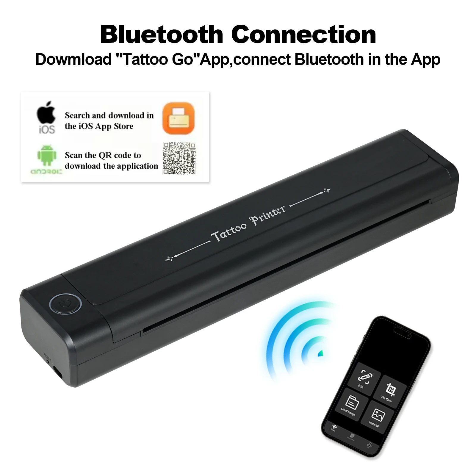 Фото Беспроводной Bluetooth-принтер для трафаретов для татуировок, портативная термомашина для переноса татуировок, совместимая с IPhone, iPad, ПК, 10 шт., бумага №2