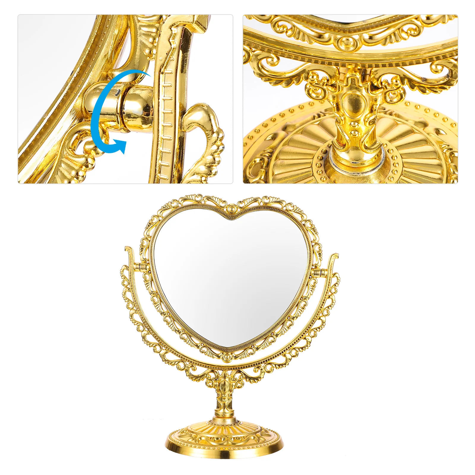 

Vintage Desktop Makeup Mirror Shaving Mirror with Stand for Bathroom Bedroom