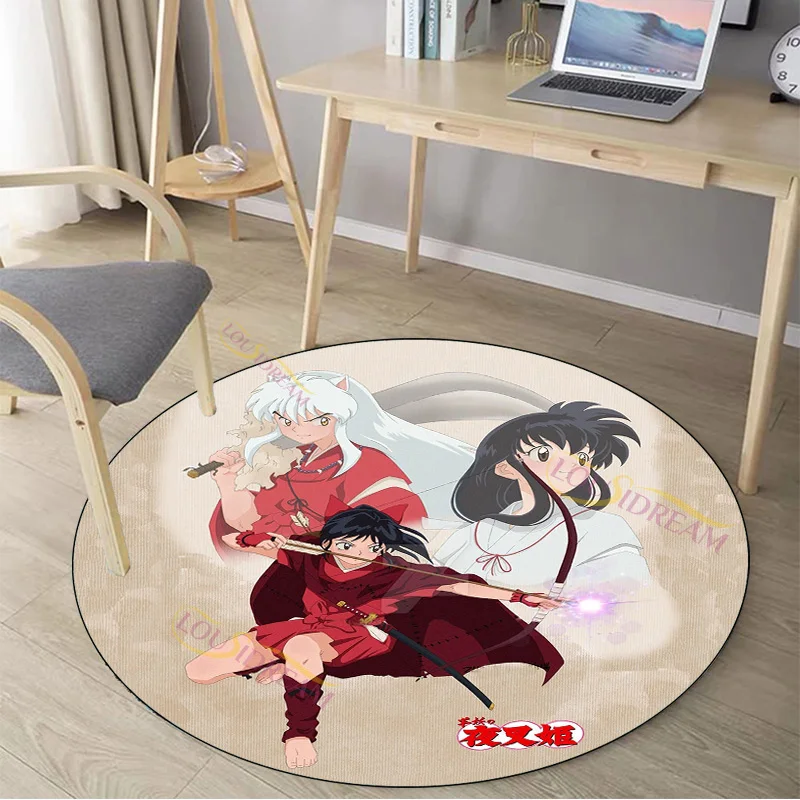 Фото 3D печать Hanyou No yashia ковер с узором Круглый ковер домашний декор Противоскользящий круглый коврик для спальни коврик для стула №5
