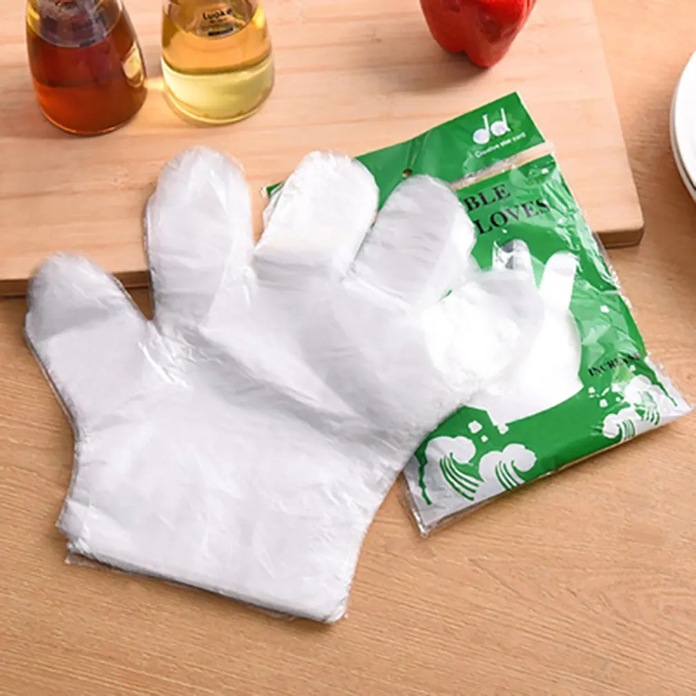

Disposable Gloves Sanitary Catering Food Grade Household Plastic Film Cleaning Gloves Beauty Hair Dyed Thick Gloves Transparent