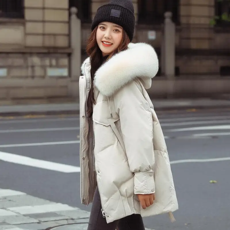 

KMETRAM Down Jacket Women Winter Korean White Duck Down Coats for Women Clothing Fashion Fox Fur Collar Female Puffer Jacket Lq