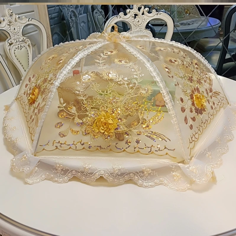 

Dish cover new 2021 good quality folding food cover dish cover large food umbrella cover high quality lace
