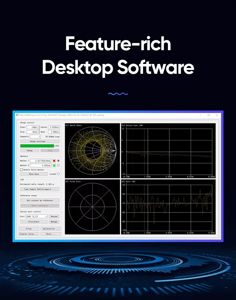 SA6 V3 Портативный векторный сетевой анализатор 1 МГц-6 ГГц VNA для антенны MF/HF/VHF/UHF/SHF