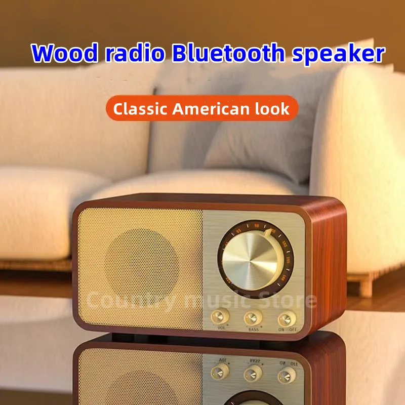

Деревянный радиоприемник Bluetooth-динамик HIFI, стерео, объемный, супер бас, сабвуфер, AUX, FM-радио, звуковая система для компьютера, ретро, Классиче...