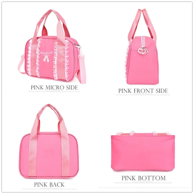 Pink Child Ballet Lace Bags Womens Ballet Sports Yoga Dance Gymnastic Bag For Girls Handbag Crossbody Cavans Large Capacity Bag