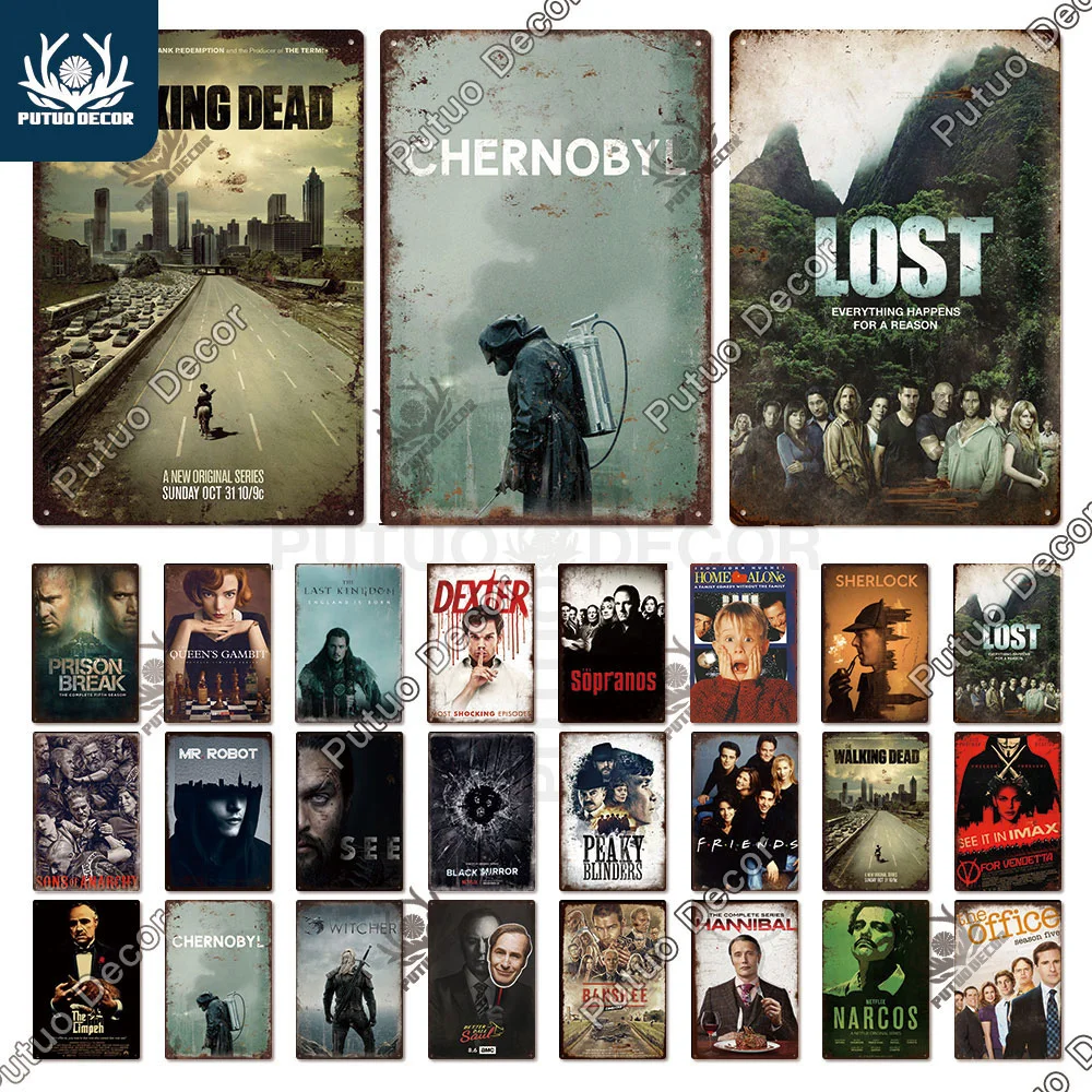 

Putuo Decor Vintage TV Movie Plaque Metal Sign Metal Poster Tin Sign Wall Decoration for Cinema Man Cave Bedroom Wall Home Decor