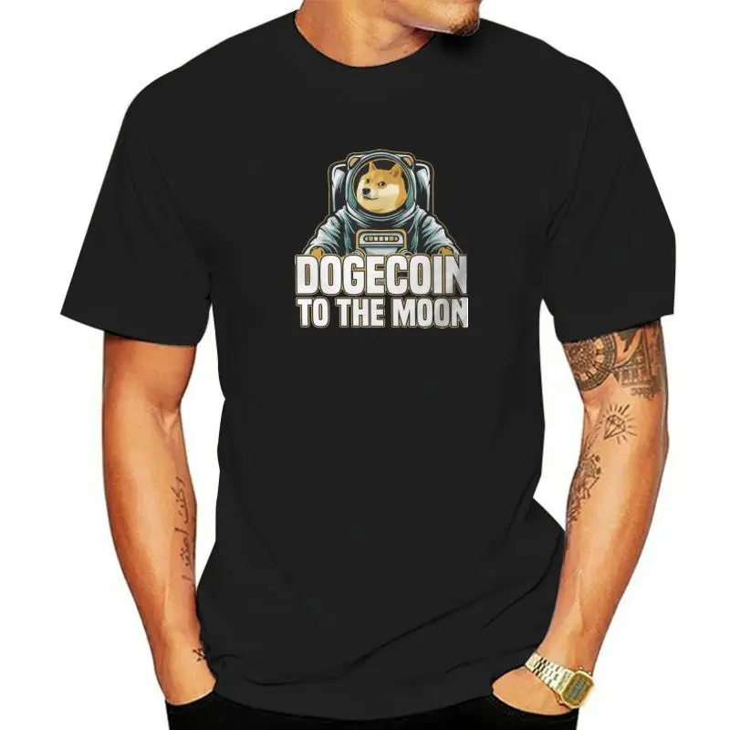 

Классическая футболка с рисунком биткоина криптовалюты, Dogecoin To The Moon, винтажная графическая футболка высшего качества, свободная мужская од...