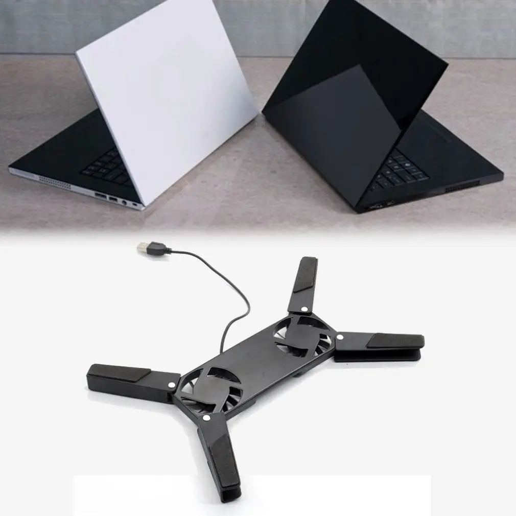 Фото Портативная USB-подставка-охладитель для ноутбука с двумя вентиляторами, оптовая продажа, дропшиппинг №2