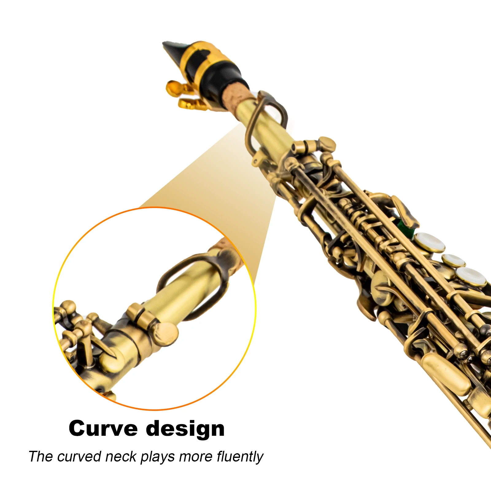Японский искусственный саксофон-сопрано с искусственным покрытием из античной