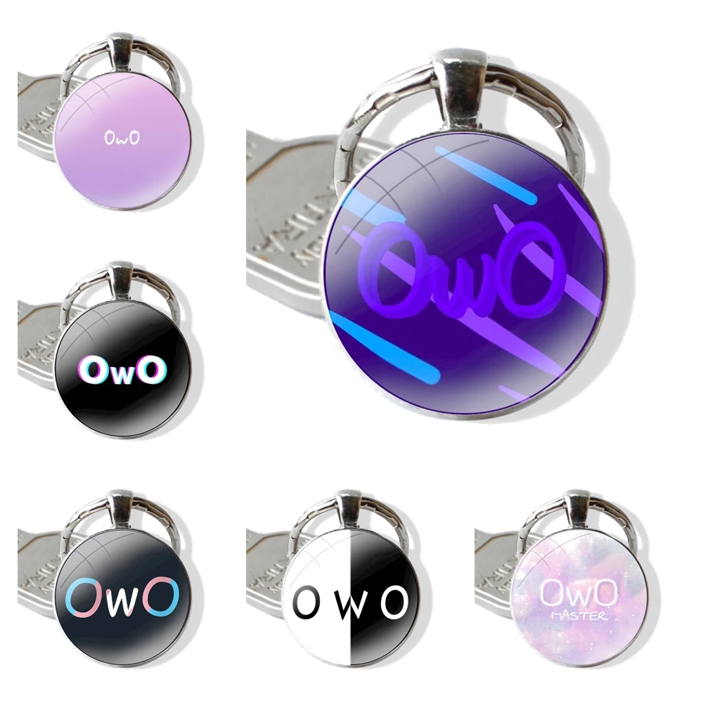 

Twans Pwide Owo Pendant Car Key Chains Handmade Glass Cabochon Keychain