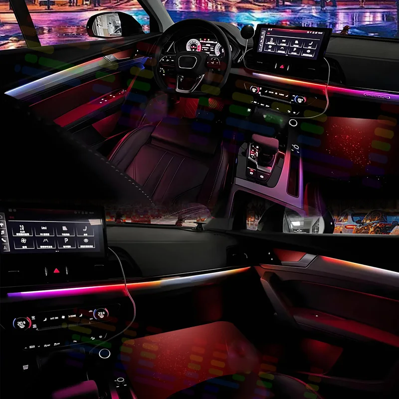 Фото Для Toyota Corolla Altis Элегантные стелс-установленные окружающие светодиодные ленты, акриловый салон автомобиля, призматический сдвиг с подключением через приложение №3