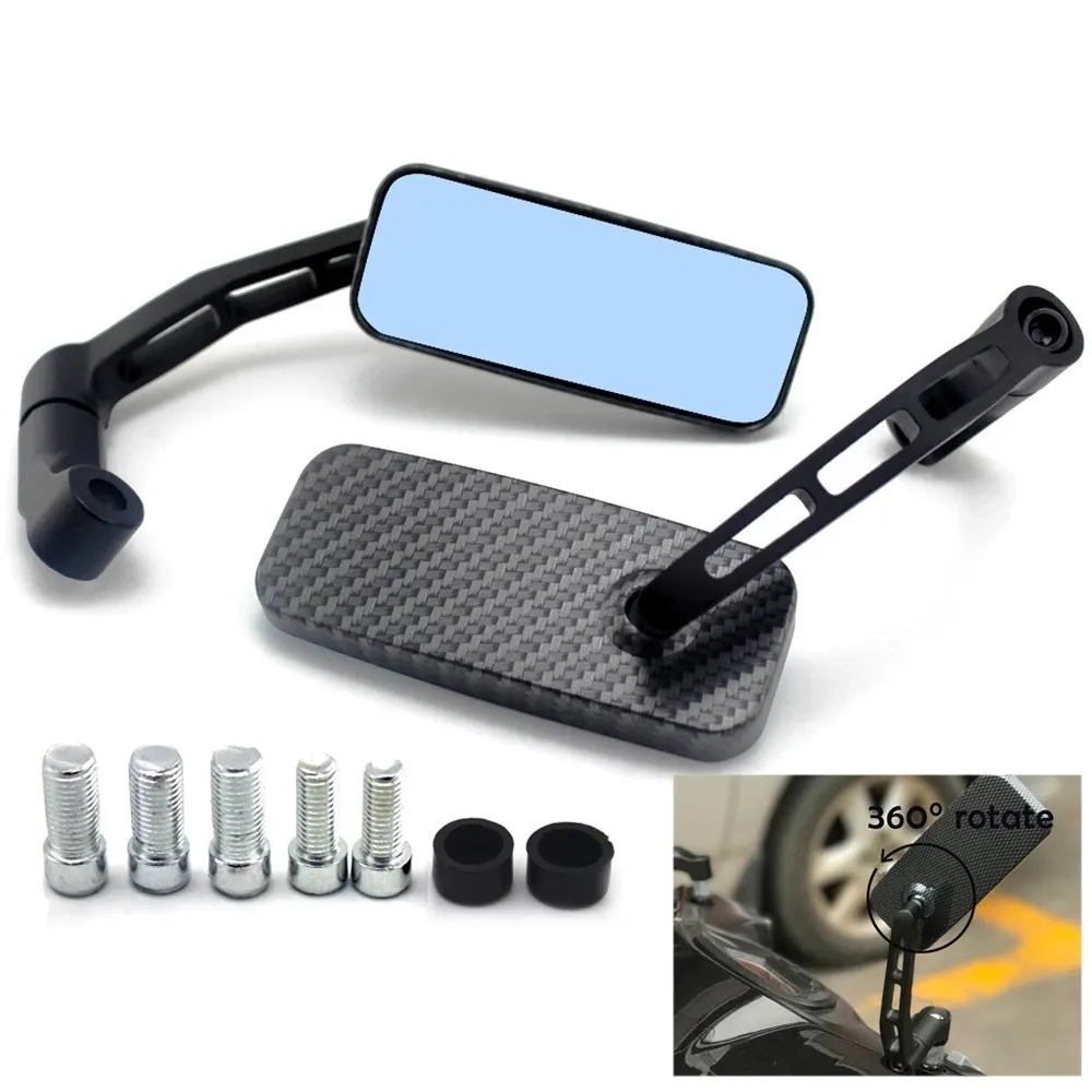 

1Pair Motorcycle Carbon Fiber Mirror Scooter E-Bike Rearview Mirrors Electrombile Back Side Convex Mirror 8mm/10mm