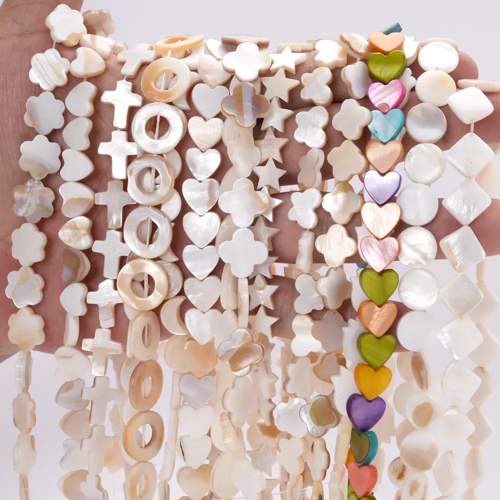 

Shell Beads Mother of Pearl Love Star Oval Round Flat Loose Spacer Beads for Jewelry Making DIY Charm Bracelet Necklace