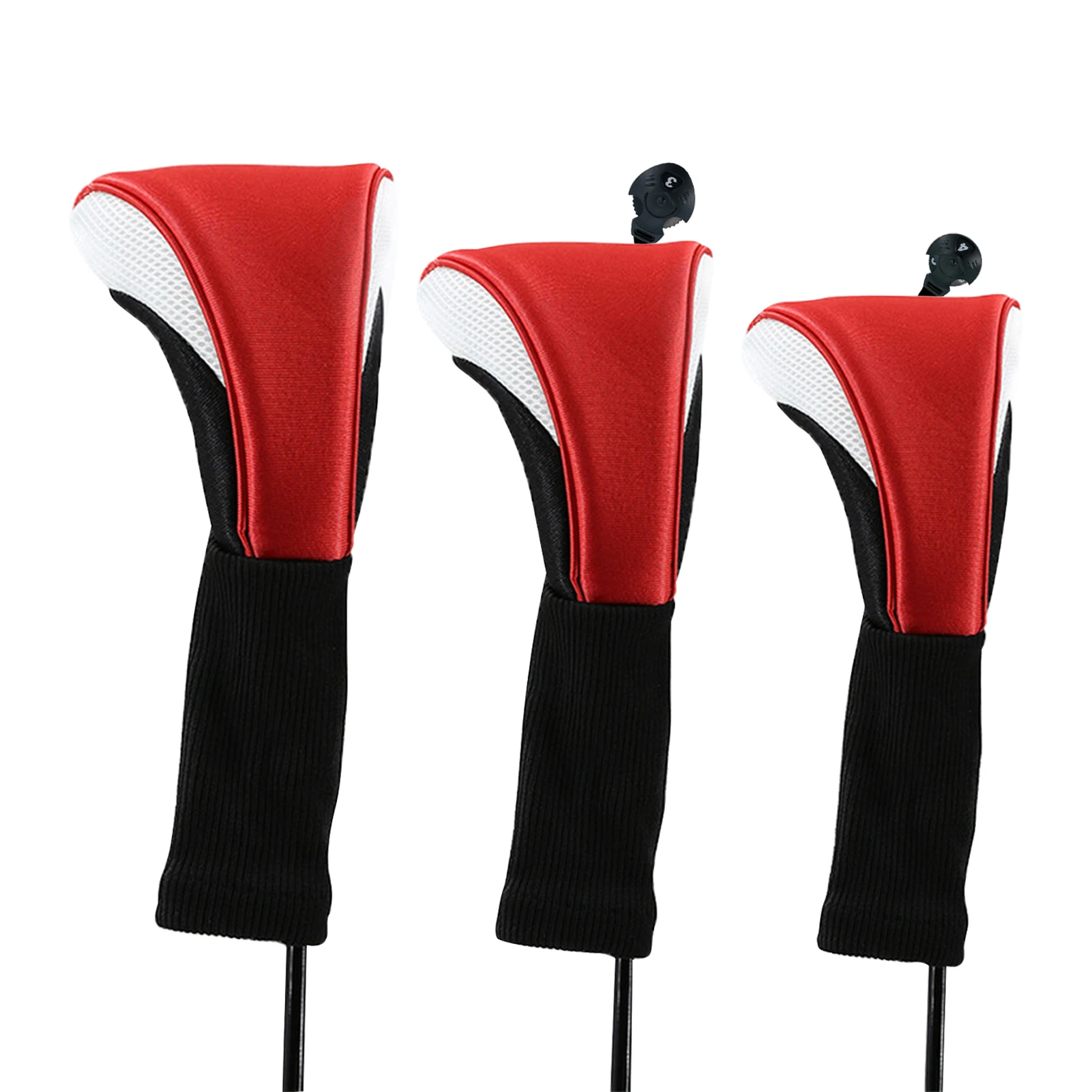 

3pcs Elastic Anti Slip Mesh Rotating Markers Gift Dust Proof Golf Club Head Covers Interchangeable Driver Hybrids Fairway Woods
