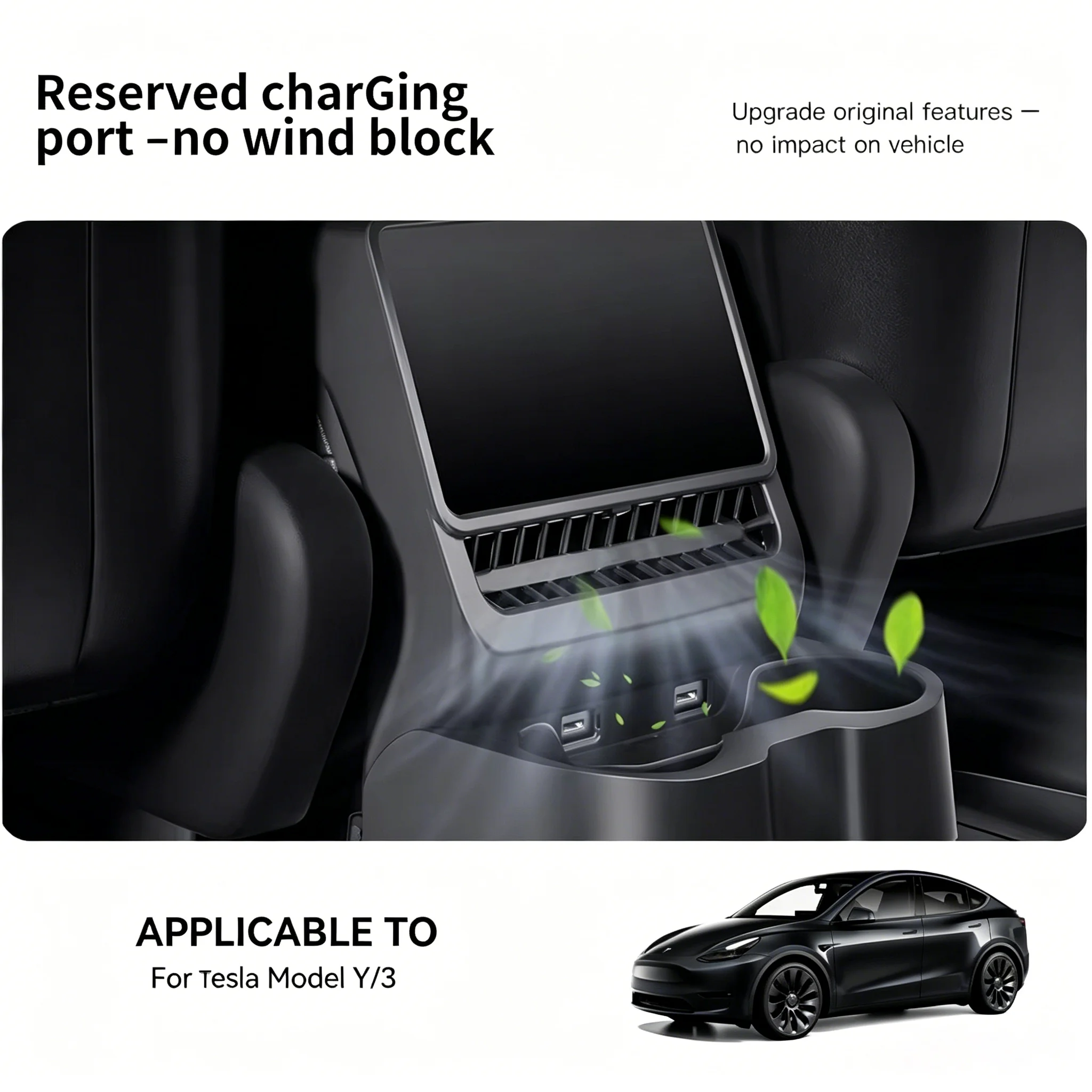 Фото Для Tesla Model 3 Y Highland Juniper: Задний воздуховод, органайзер для подлокотника, крышка для стакана, защита от пыли, аксессуары для автостайлинга №3