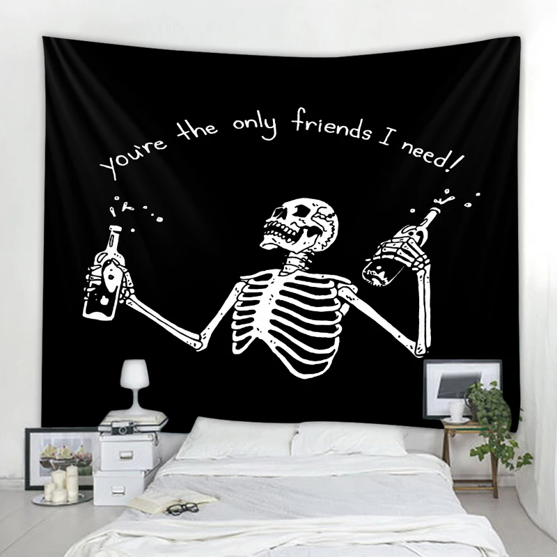 

Skull love illustration decorative tapestry witchcraft tapestry mandala bohemian hippie tapestry curtain party decoration tapest