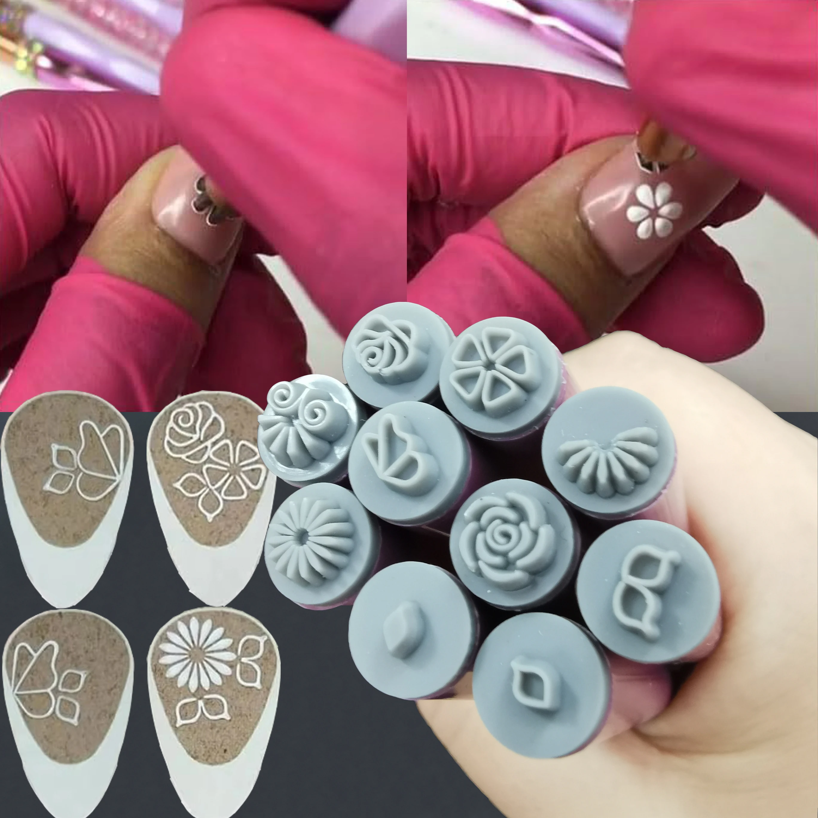 4/6/10 шт. набор ручек для дизайна ногтей цветов граффити штампов бабочка роза ручка