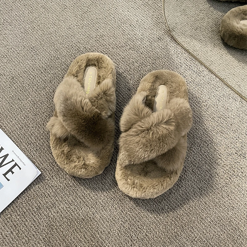 

Шлепанцы женские на плоской подошве, зимняя обувь, сланцы, бежевые Босоножки на каблуке и платформе, плюшевые, резиновые, черные, римские, Basi, 2023