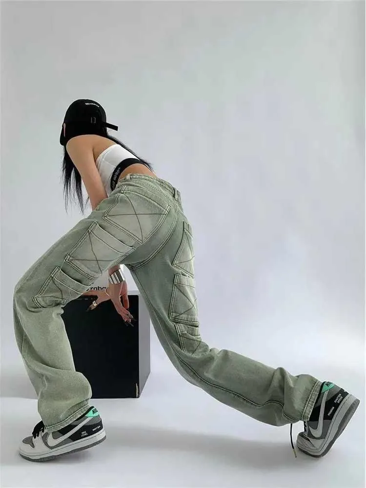 Women's Baggy Jeans Fashion Design Streetwear High Waist Cargo Pants for Women Autumn Vintage Cyber Y2K Clothes Female Clothing