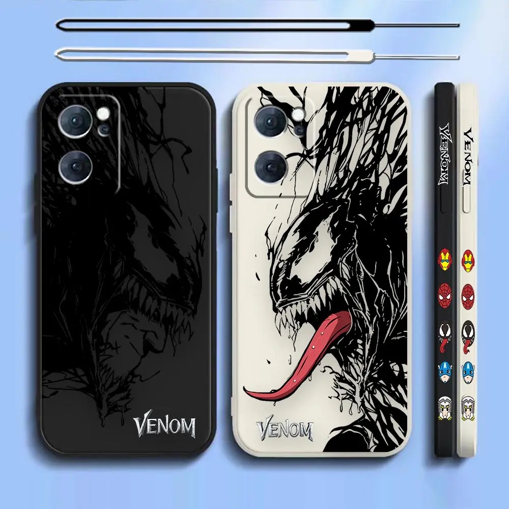 

Marvel Venom Black Comics Phone Case For OPPO Reno 8 7 7Z 6 6Z 5 5F 5Z Pro Plus Lite 4G 5G Liquid Silicone Left Rope Funda Cqoue