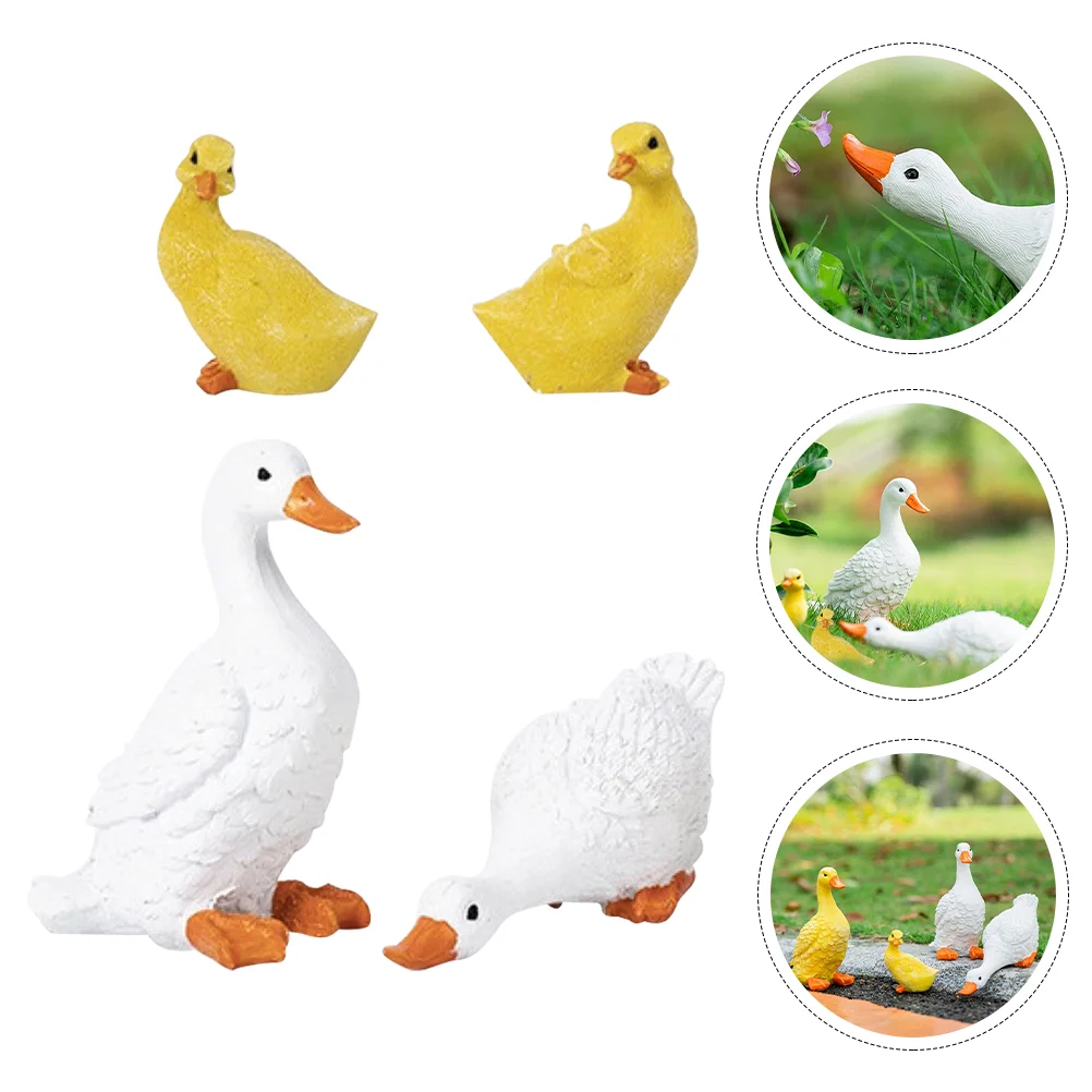 

4pcs Micro Landscape Duck Decors Duck Models Garden Decor Mini Adornments