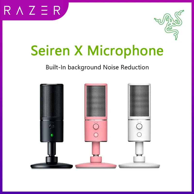 

Razer Seiren X USB Streaming Microphone Professional Grade/Built-in Shock Mount/Supercardiod Pick-Up Pattern/Anodized Aluminum