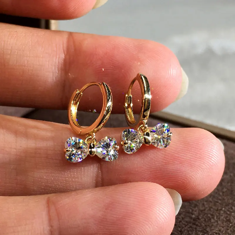 

Women's Crystal Earrings Fashion Jewelry Exquisite Gifts Korean Earrings Exquisite Jewelry Inlaid Zircon Elegant Bow Set