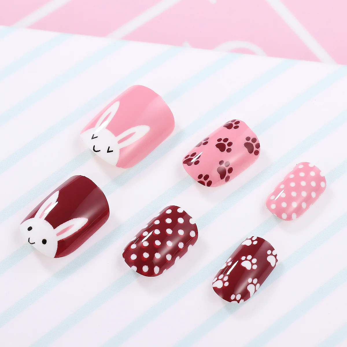 Minkissy 24 шт. полное покрытие накладные ногти искусственные мультяшный дизайн для