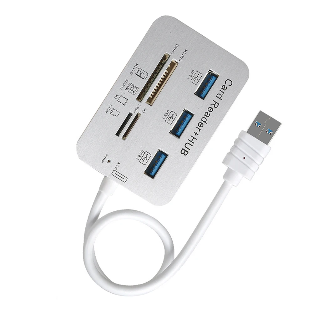 

Устройство чтения карт памяти USB 3,0 Combo HUB Multi-In-1, высокоскоростной USB-разветвитель с MS M2 TF для компьютера, ПК, ноутбука