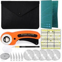 lmdz 15pcs 45mm rotary cutter kit cutting mat patchwork ruler leather diy sewing craft for fabric leather cutting tools
