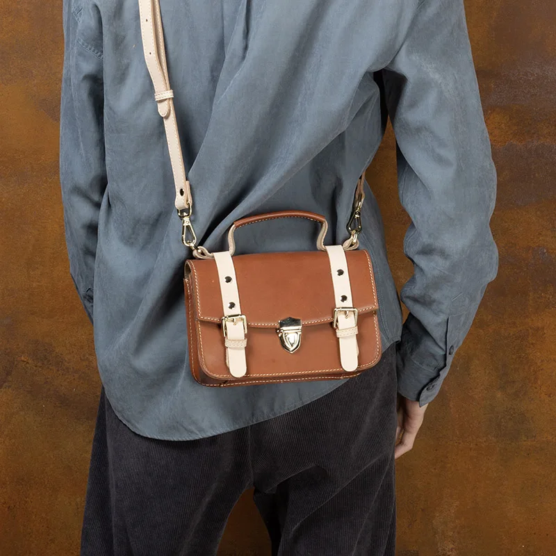 Кожаная сумка через плечо новинка 2024 модная контрастная маленькая Joker кожаная