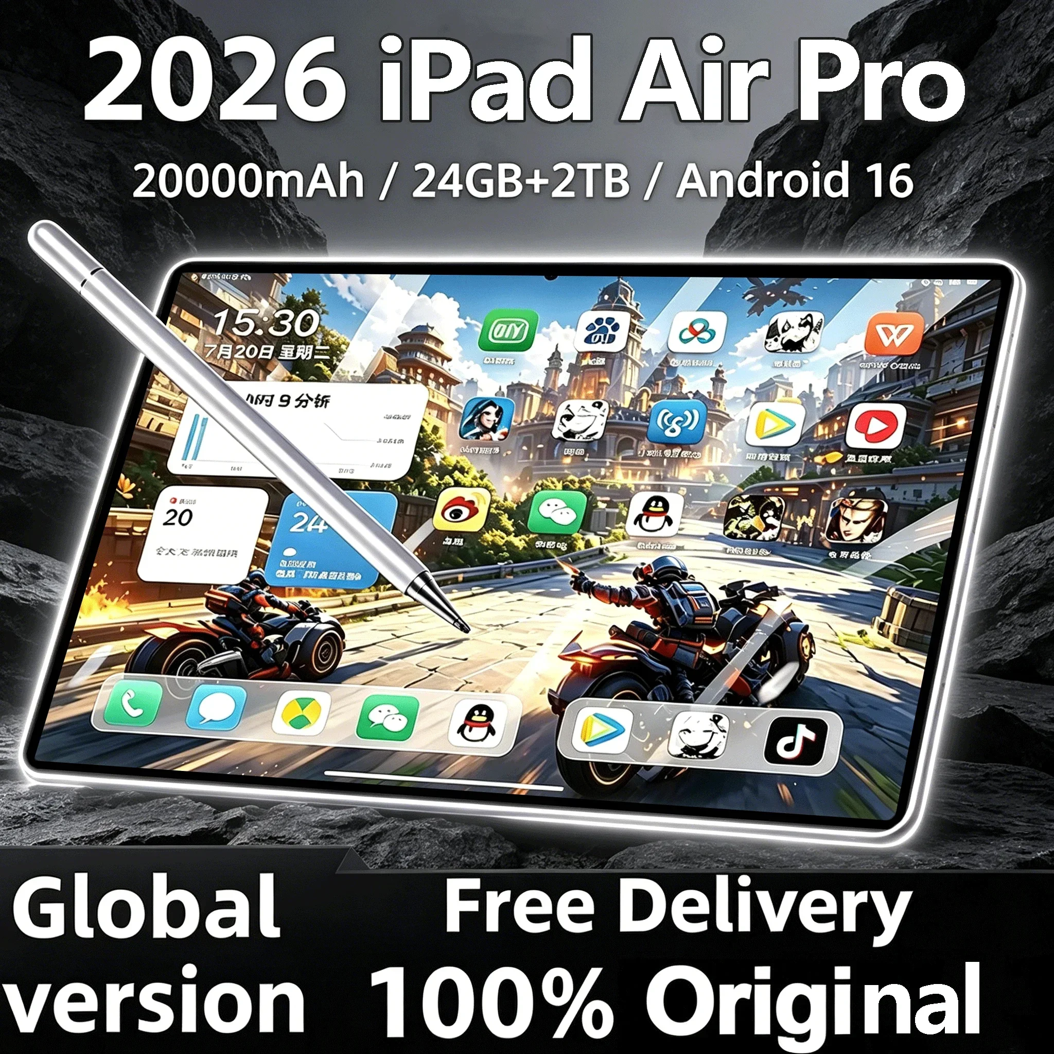 Фото Оригинальный планшет iPad Air Pro 11 дюймов 24 ГБ+2 ТБ, планшеты Android 16 Snapdragon 8 Gen 3, планшетный ПК 20000 мАч, 5G, Dual SIM, GPS, мини-ПК №1
