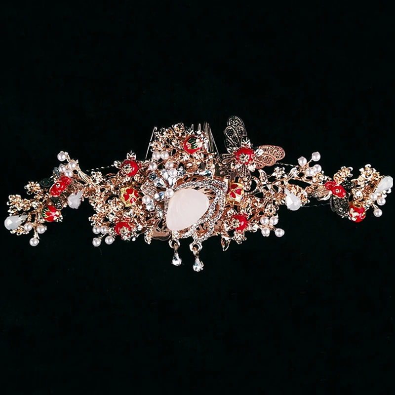 

Набор свадебных украшений в стиле древней китайской свадьбы, традиционные классические свадебные головные уборы, тиара, ранние серьги