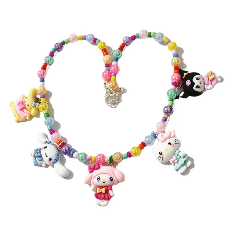 

Новинка, милое ожерелье Sanrio Hellokitty Kuromi Mymelody Cinnamoroll Pompompurin, цепочка на свитер, мультяшный подарок на день рождения для девочек