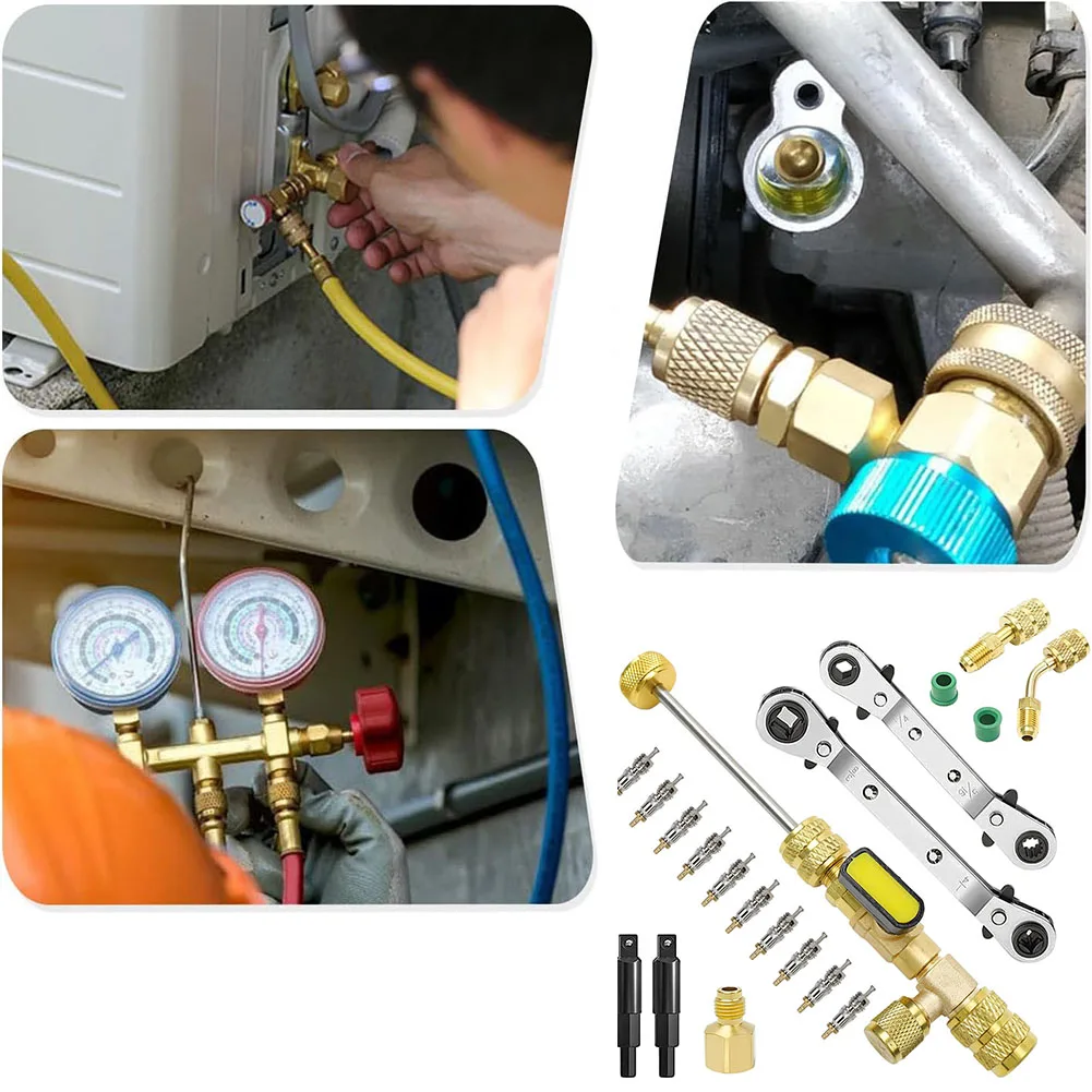 Сервисный ключ с храповым механизмом HVAC адаптеры для шестигранных бит латунные