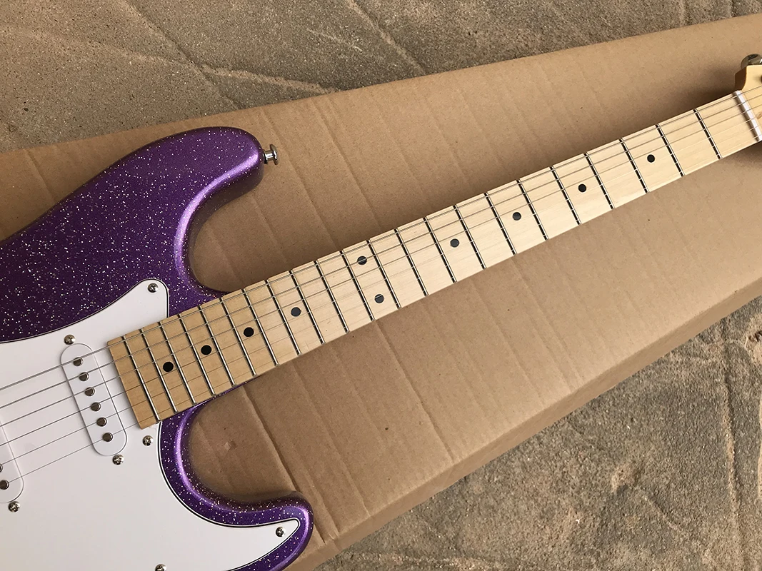 

Китайская электрогитара ST под заказ, серебристая, розовая, фиолетовая гитара, производитель прямых волос